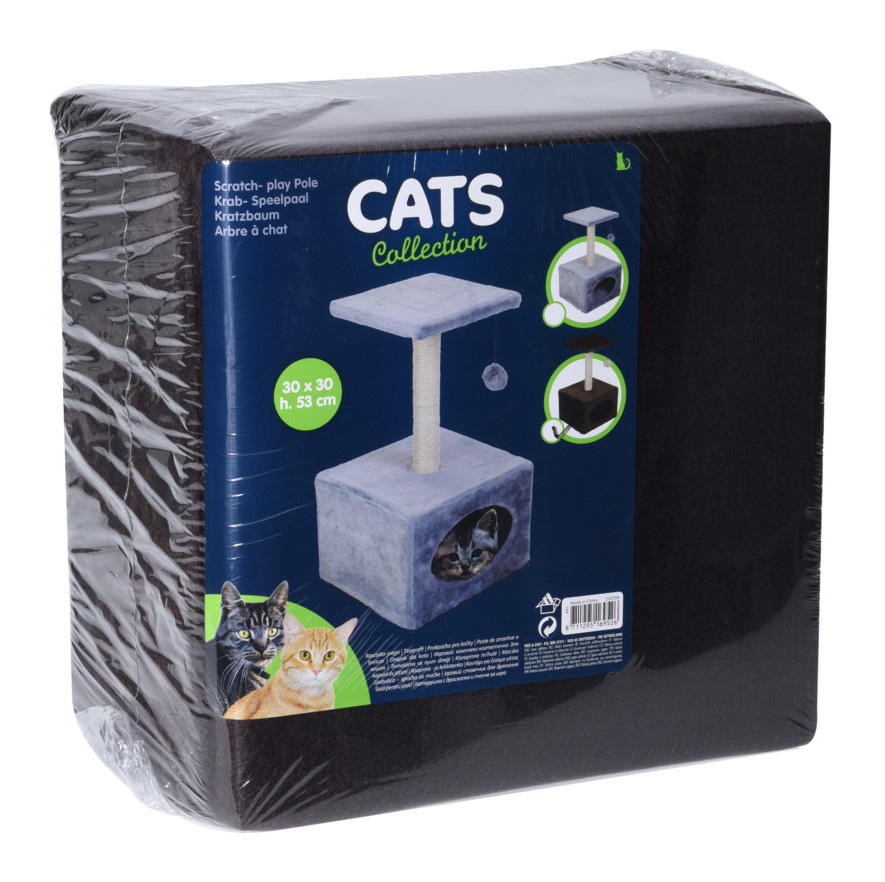 Cats Collection kattenkrabpaal 53 cm hout/sisal/pluche grijs TWM Tom