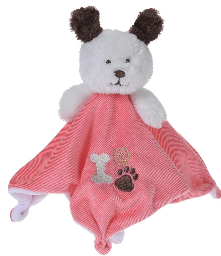 Tender Toys kuschelige Decke Hund 20 cm rosaweiß TWM Tom Wholesale