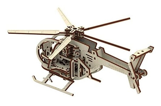 Wooden City constructiehelikopter jongens hout bruin 173delig TWM